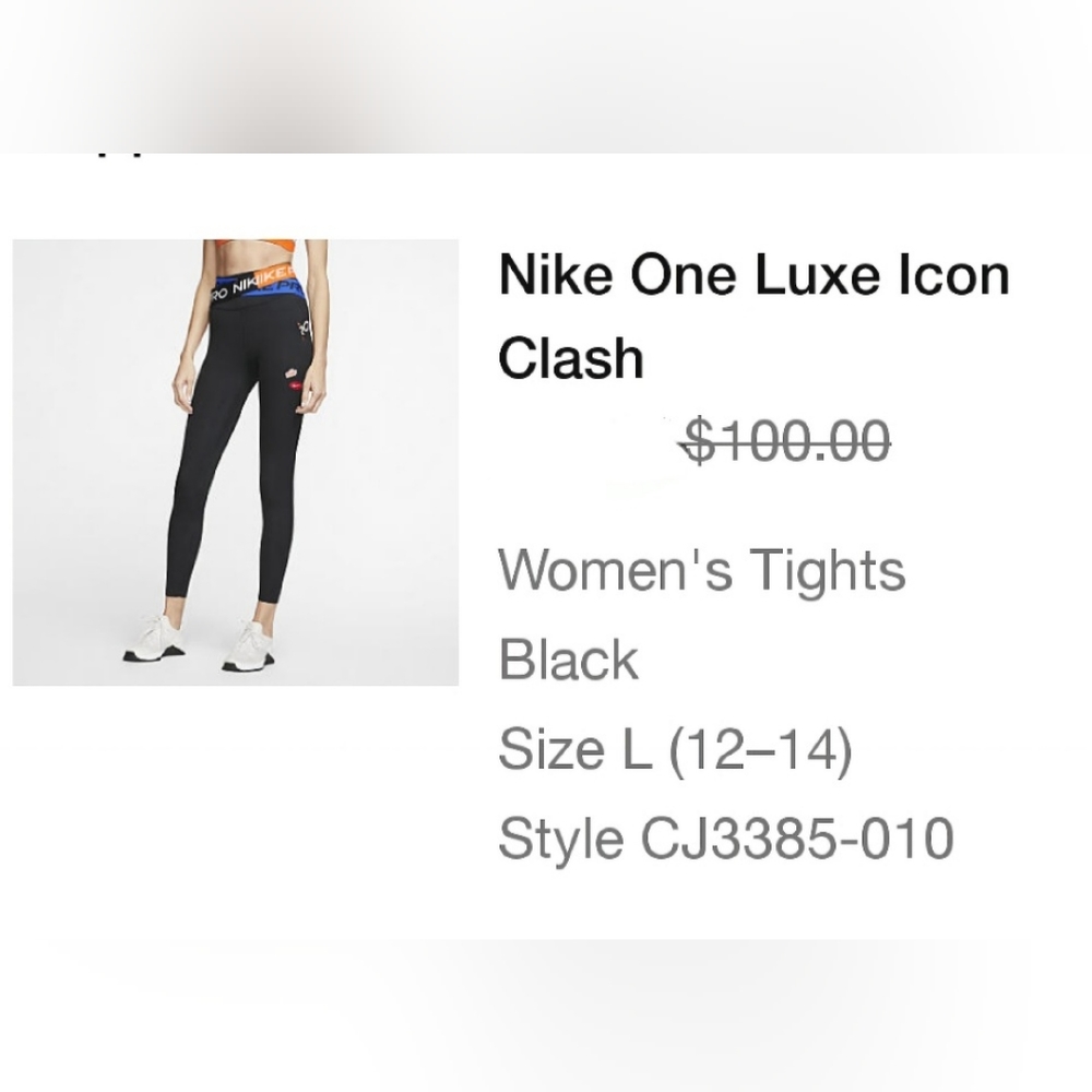 Nike One Luxe Icon Clash Tights in Black size Large New